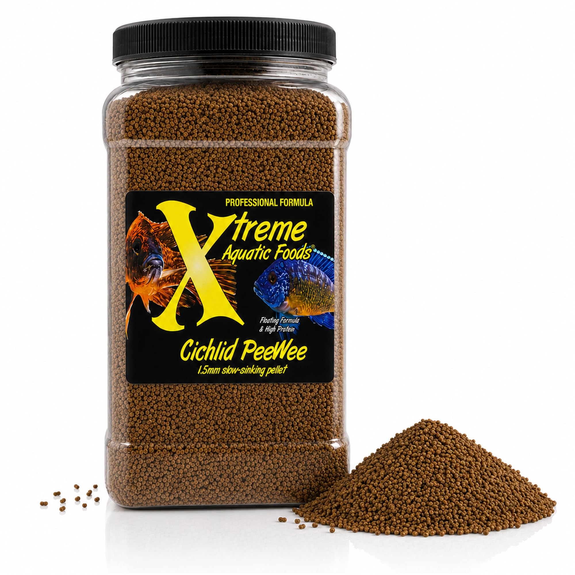 Xtreme Cichlid Peewee - Pellets de 1.5 mm, nutrición Probada para cíclidos, aminoácidos equilibrados, Aumentan la Salud inmunológica y digestiva, Color y energía, máxima proteína, alimento para Peces