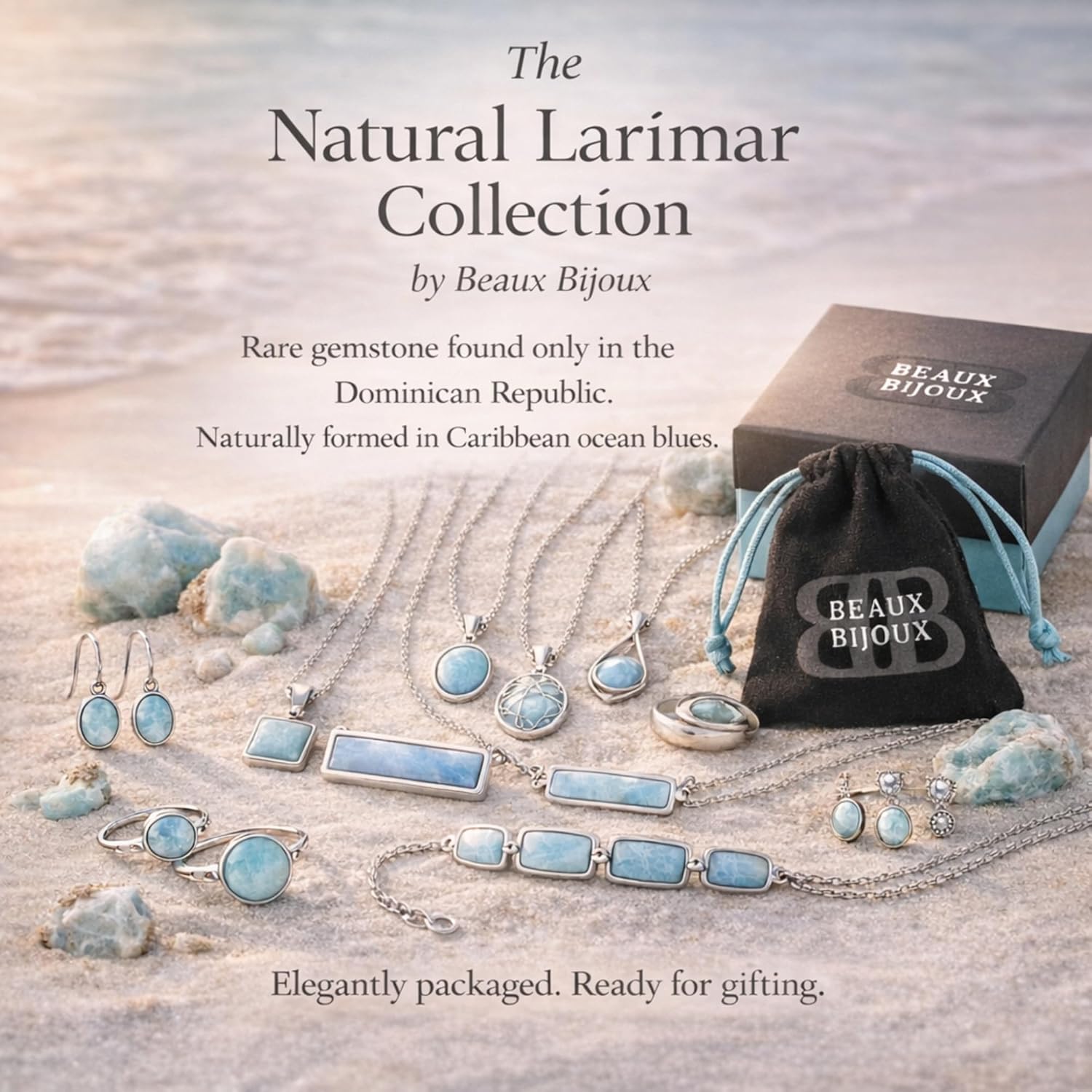 Beaux Bijoux Larimar Necklace for Women – Natural Larimar Pendant Necklace in 925 Sterling Silver – Caribbean Blue Gemstone - Unique Jewelry Gift - Image 6