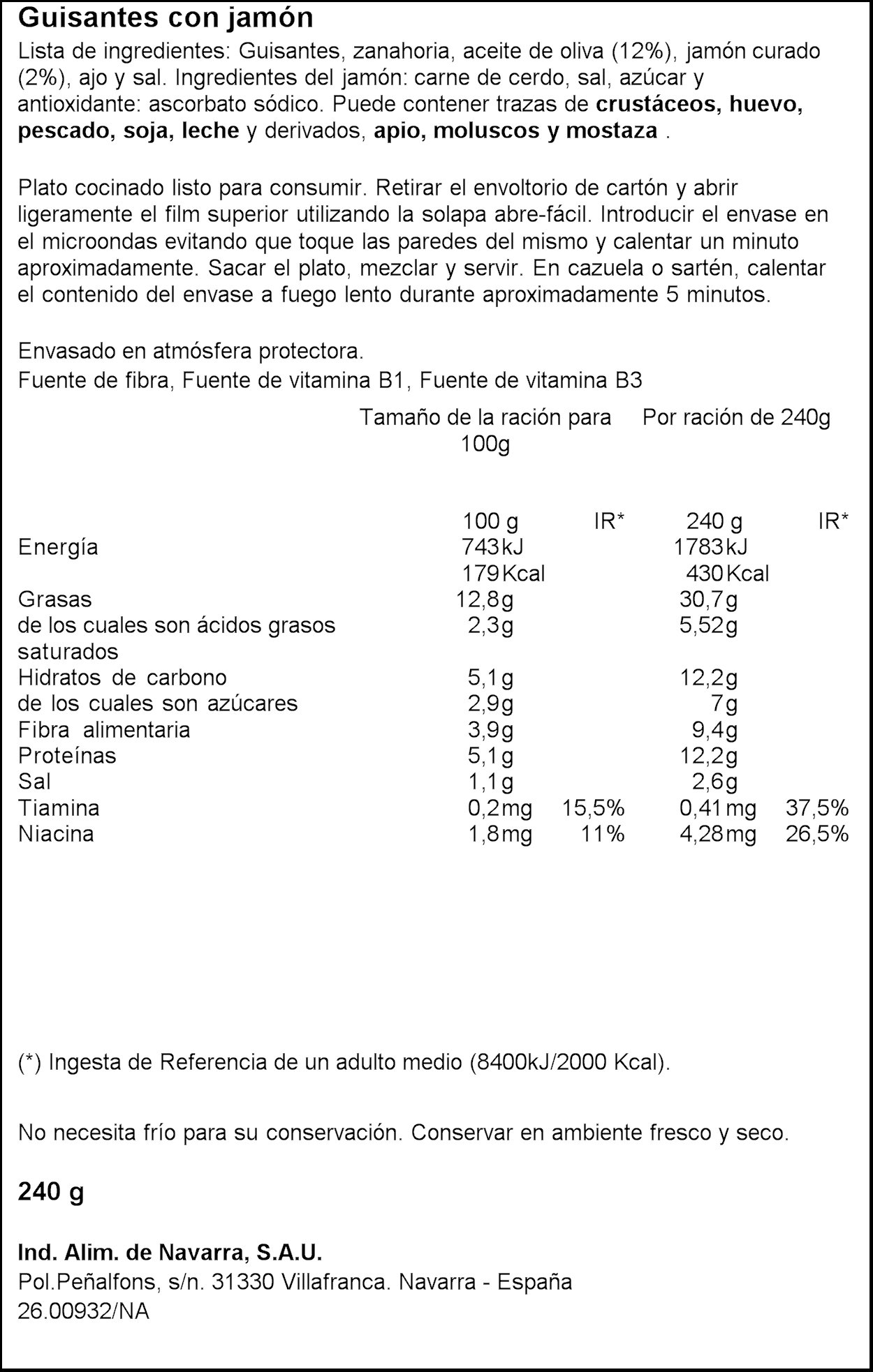 Carretilla - Guisantes con jamn - 300 g - [pack de 2]