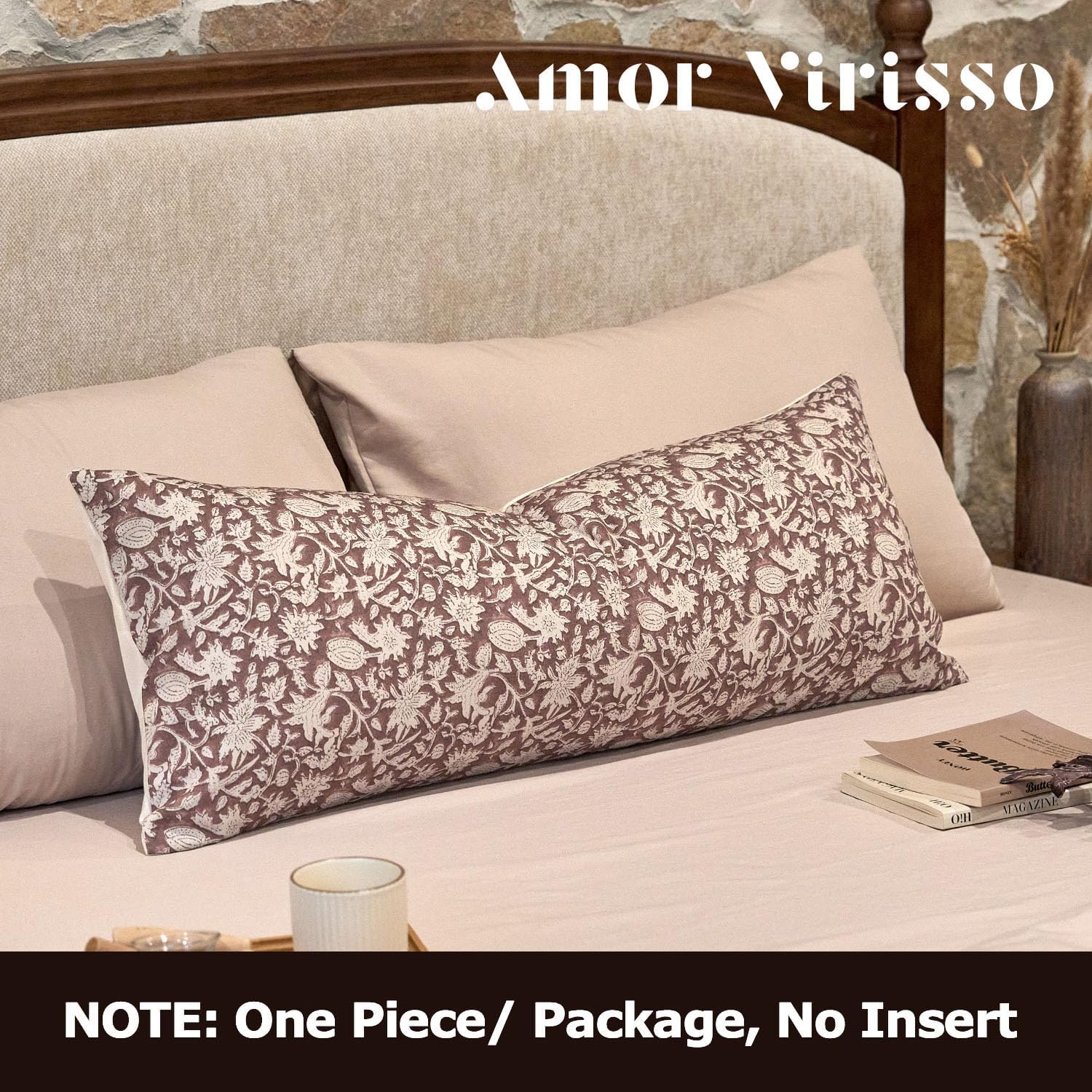 Amor Virisso Floral Throw Pillow Cover 14x36 Couch Decorative Accent Sofa Pillow Brown
