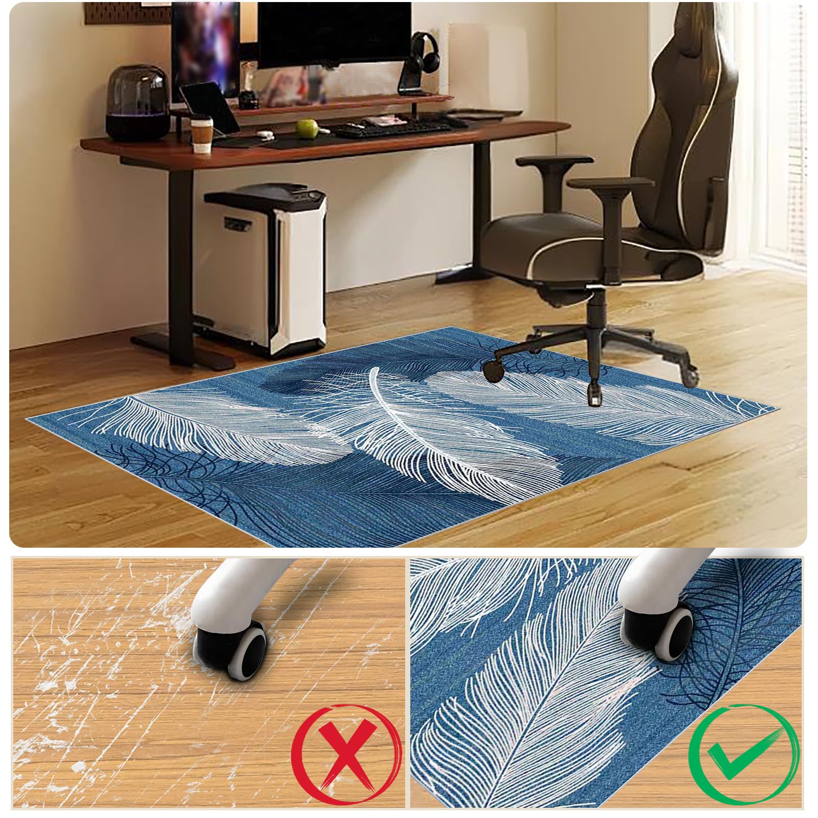 Tappeto Salvapavimento per Sedia Ufficio, Tappeto per Sedia Gaming, Tappetini per Sedie da Ufficio, Tappeto Gaming Pavimento, Tappetino Parquet Ufficio protettore del Pavimento 120 x 140 cm
