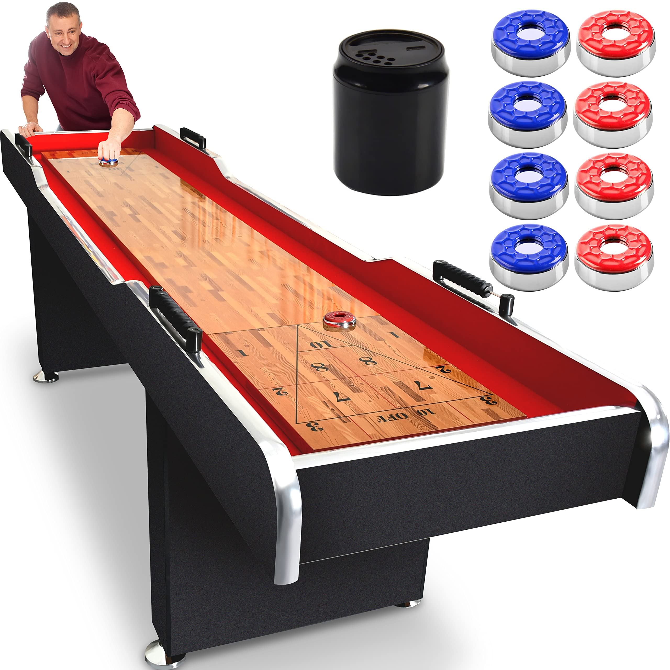 Buy Shuffleboard Table, 9ft Poly Coated Surface, with Accessories