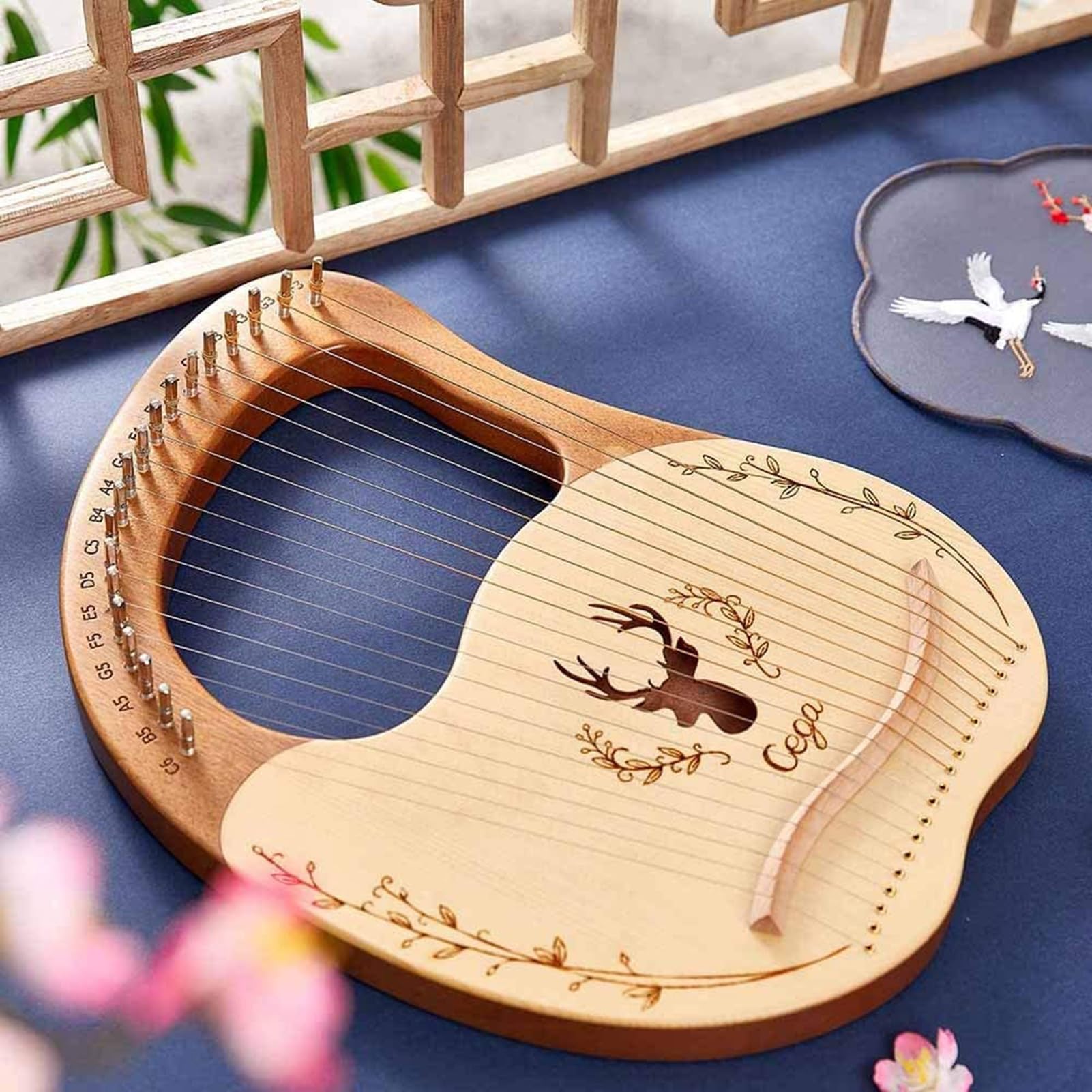 Amazon.co.jp: ライアーハープ19弦 木製ハープ 弦楽器 マホガニー