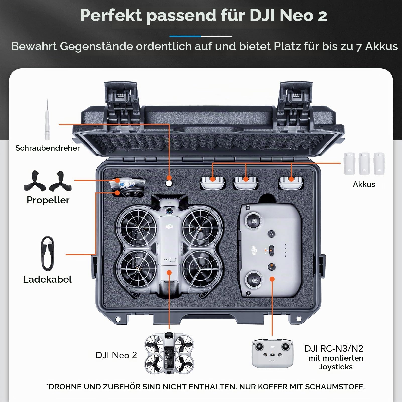 Lykus Titan N200 Wasserdichter Koffer für DJI Neo 2, RC-N3 Fernsteuerung