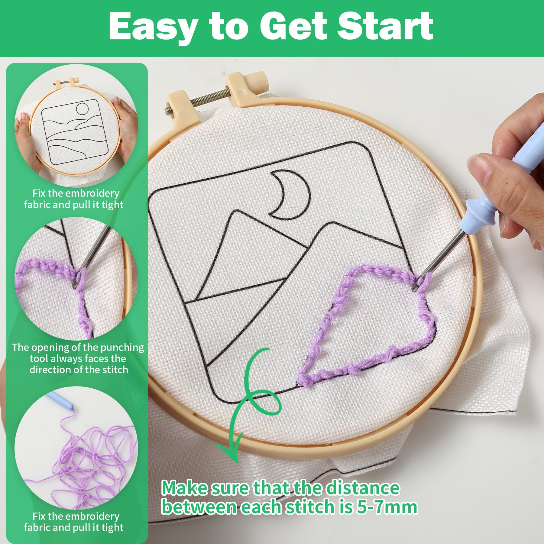 Beginner Craft Projects 6PCS Punch Needle Coasters Kit - DIY Embroidery ...
