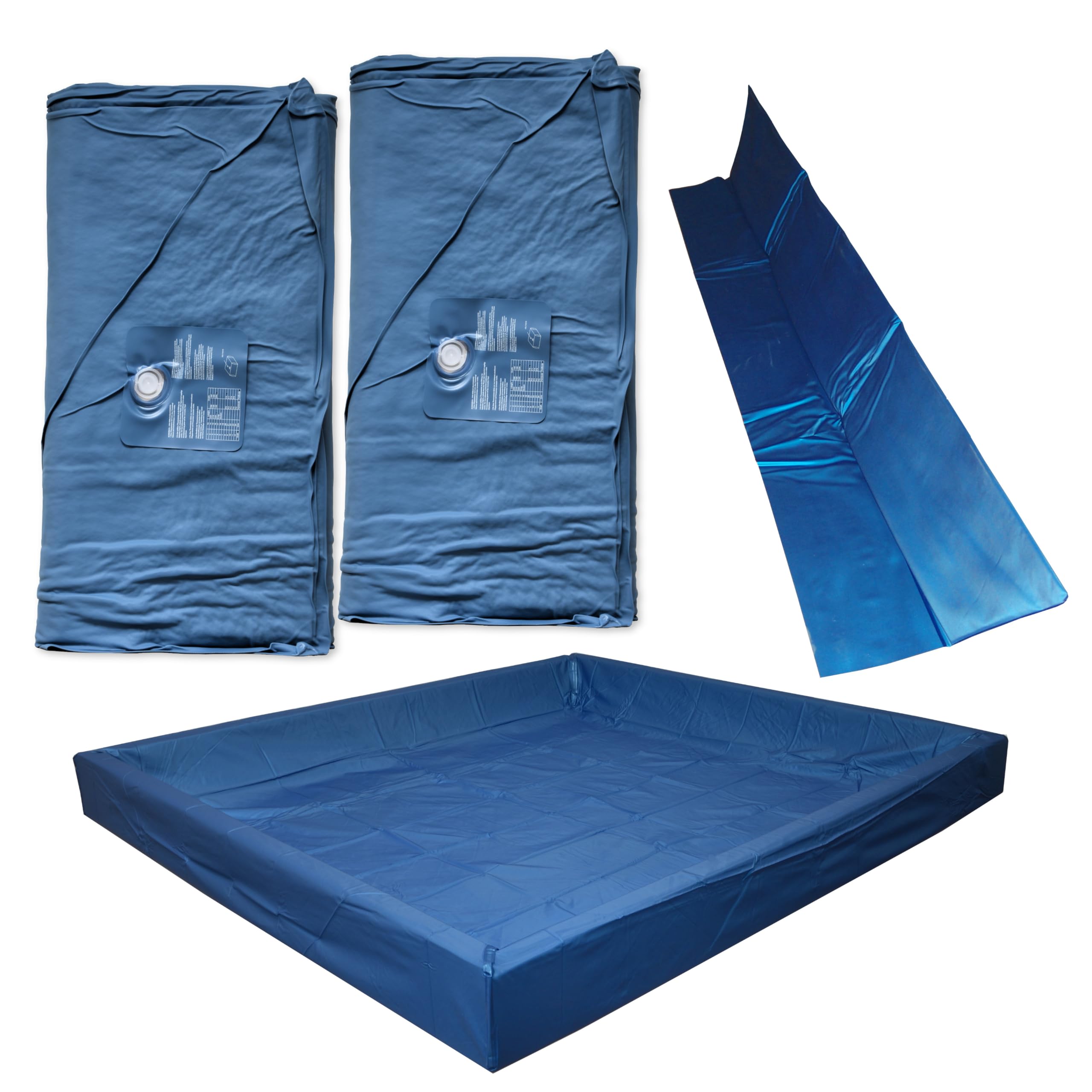 Wasserbetten Matratzen Softside DUAL + Sicherheitswanne + Trennwand - Zwei Wasserkerne (beide Seiten) für 200x200 cm Wasserbett kaum Beruhigung F2