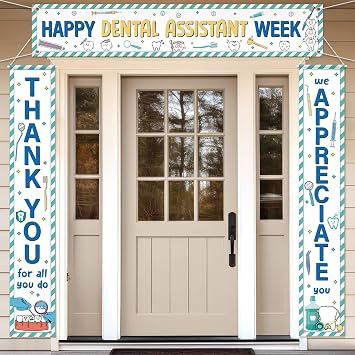 Fanfanwin 3 Pcs Happy Dental Assistant Week Appreciation Banner We Appreciate Thank You Doctor Week Party Supplies Decorations for Doctor Dental Assistant Nurse Medical Healthcare Workers