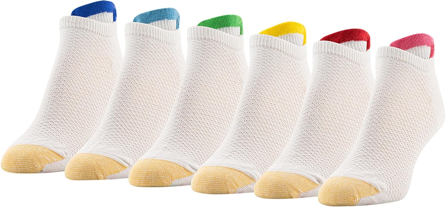 GOLDTOE womens Henley Tab No Show Socks, 6-pairs