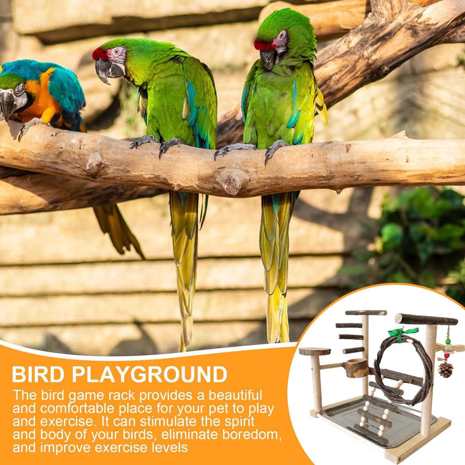 Parrots Bird Playground – Robusto soporte para jaula resistente a | mordeduras, juguetes adictivos y características del molino a, construcción segura | Accesorio portátil Callopsitte, p