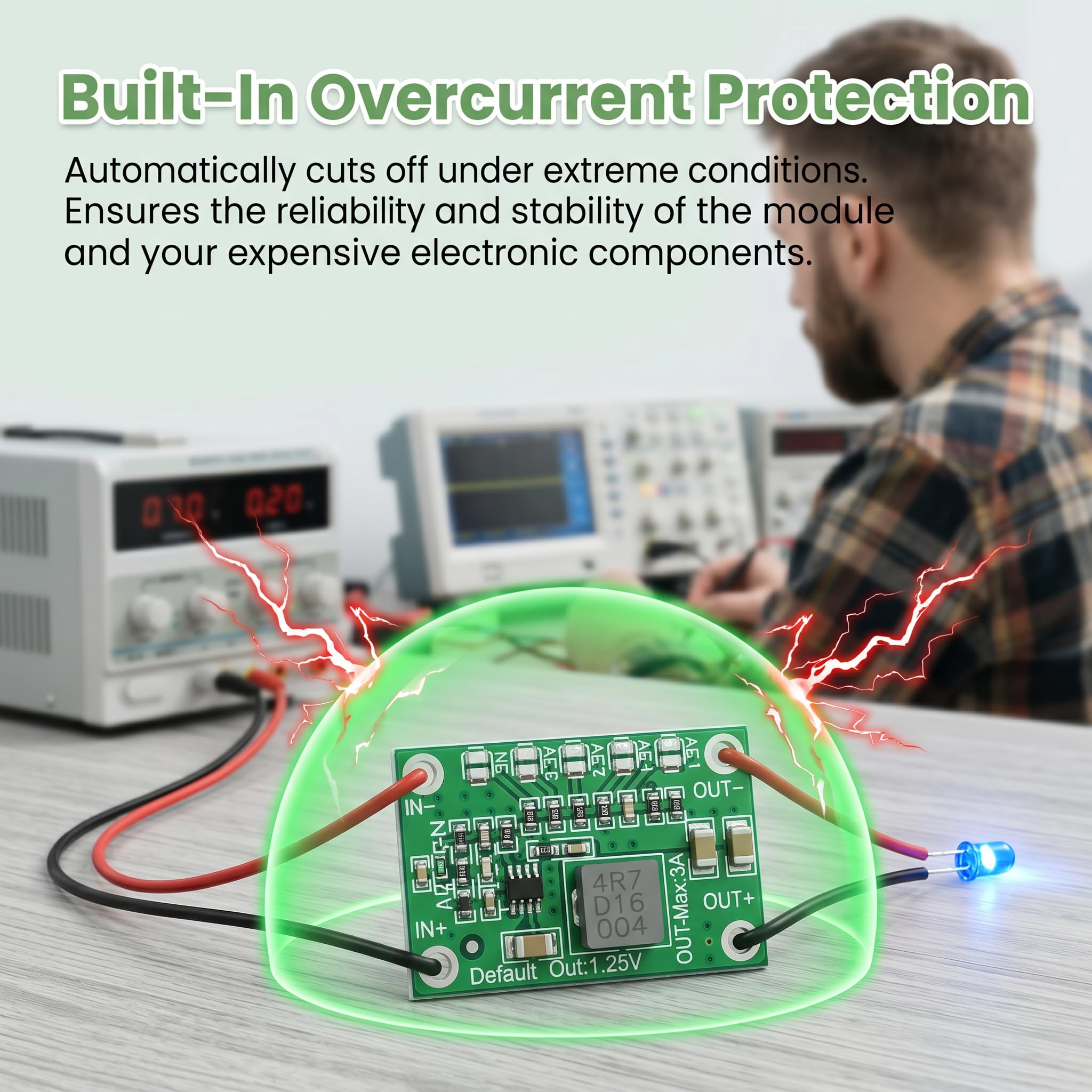 6 Stück Step Down Converter, 3A Step Down Modul Einstellbares 1,25–5 V bis 3 A, Kompakter Spannungsregler mit Potentiometer für Powerbank, RC-Modellbau, Kamera, Auto und Elektronikprojekte