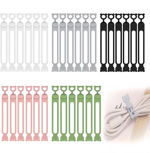 Organizador de Cables de Datos, Nuevos Organizadores de Cables de Silicona Reutilizables, 106mm Organizador de Cables Elástico Multiusos para Color