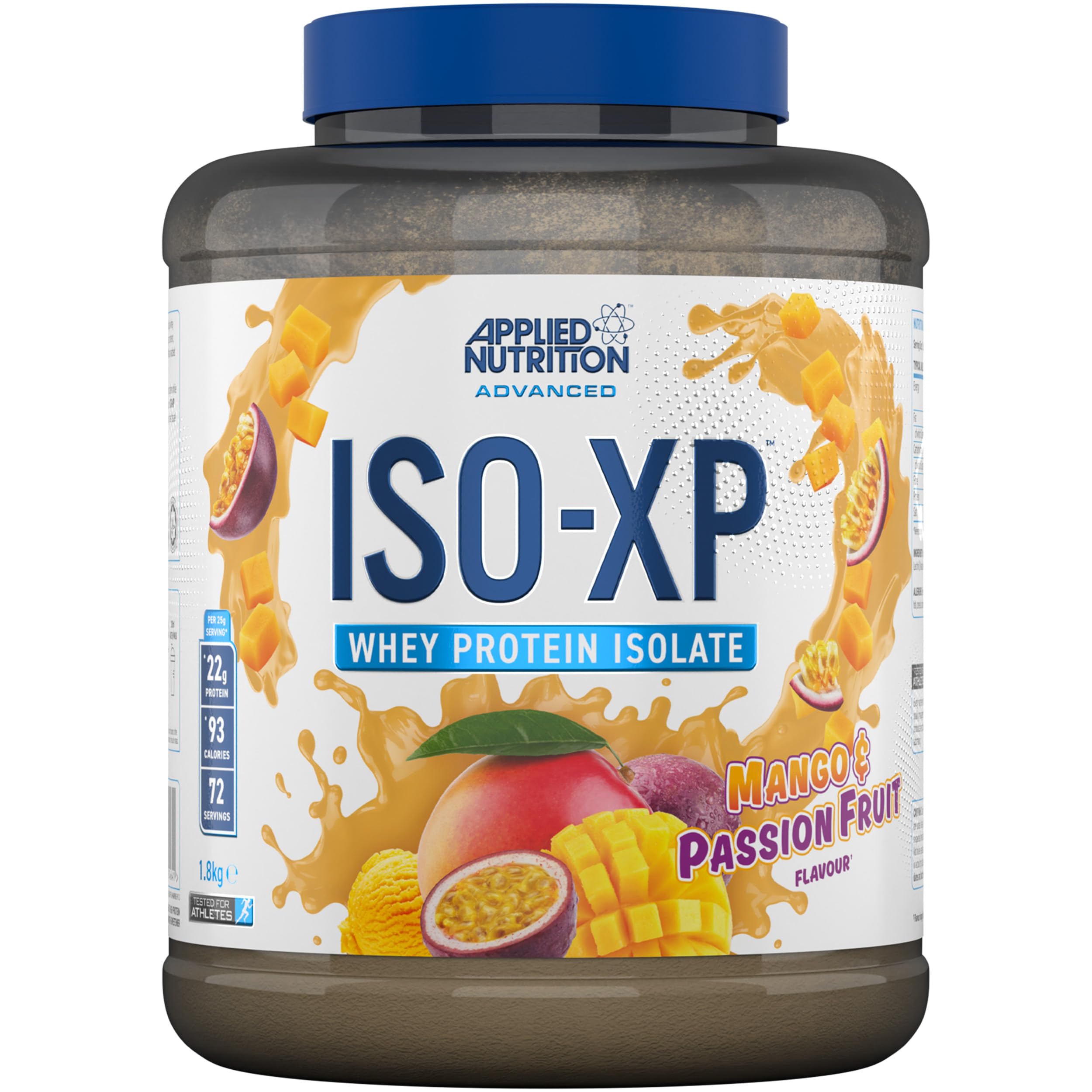 Applied Nutrition ISO-XP Whey Protein Isolate – Over 21g Protein, Low Carb, Low Fat, BCAA-Rich, Fast Absorption, Soy-Free, Halal-Certified (1.8kg - 72 Servings) (Mango & Passion Fruit)
