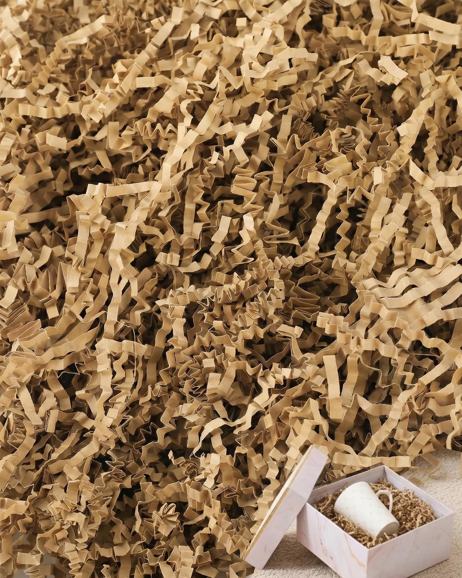500g Brown Raffia Shredded Paper for Gift Boxes, Basket Filler