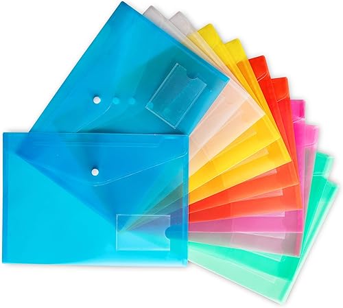 Miniatura 2 de Sobres de plástico, carpetas de archivos de polietileno, carpetas de documentos transparentes, tamaño de hoja A4 de EE. UU., cierre de botón a