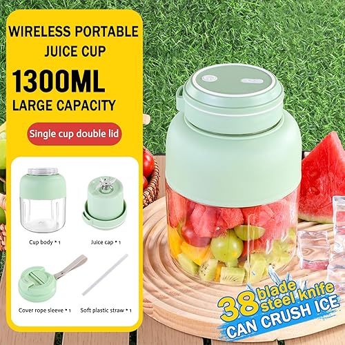 Miniatura 3 de Licuadora portátil para batidos y batidos de 43 onzas, carga USB, inalámbrica, potentes cuchillas, licuadora portátil para jugos pequeños, frutas,