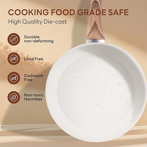 Miniatura 5 de NEWBULIG Juego de utensilios de cocina de 17 piezas, ollas y sartenes antiadherentes y no tóxicas con asas que se mantienen frías, compatible con