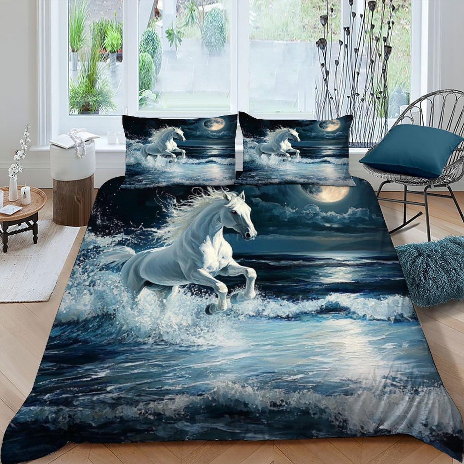 Housse de couette faune sauvage 3D en microfibre douce et thermorégulatrice