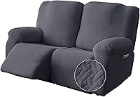 Vista 24 de Genina Funda para Silla Reclinable, Fundas Elásticas para Sillas Reclinables, Fundas para Sofá Reclinable de Rayas de Jacquard, Fundas Protectoras