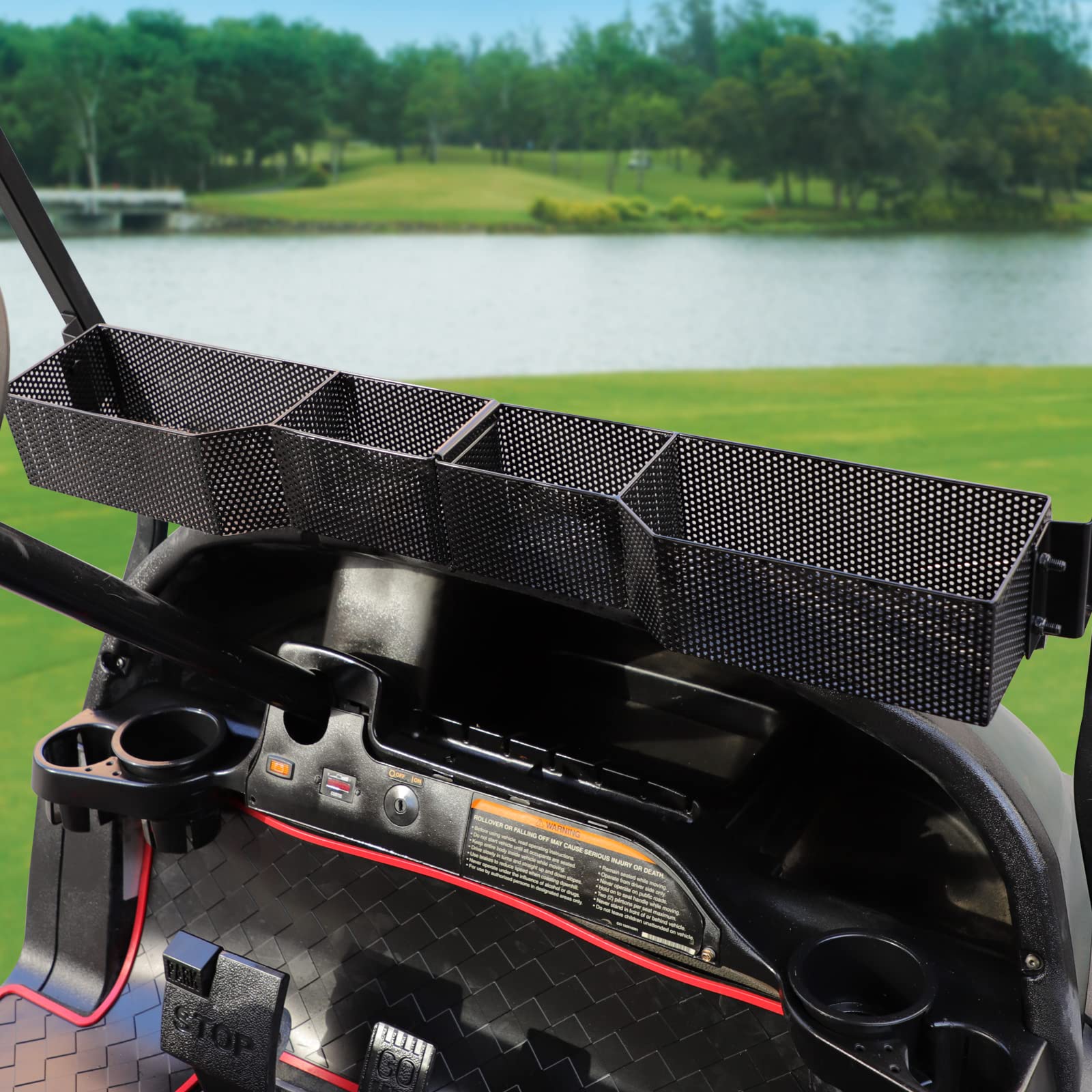 Roykaw Golf Cart Front Inner Basket Dash Storage/Tray Organizer Rack for Club Car DS/Precedent/Tempo/Onward G&E Golf Cart,Upgrade Larger Compartments