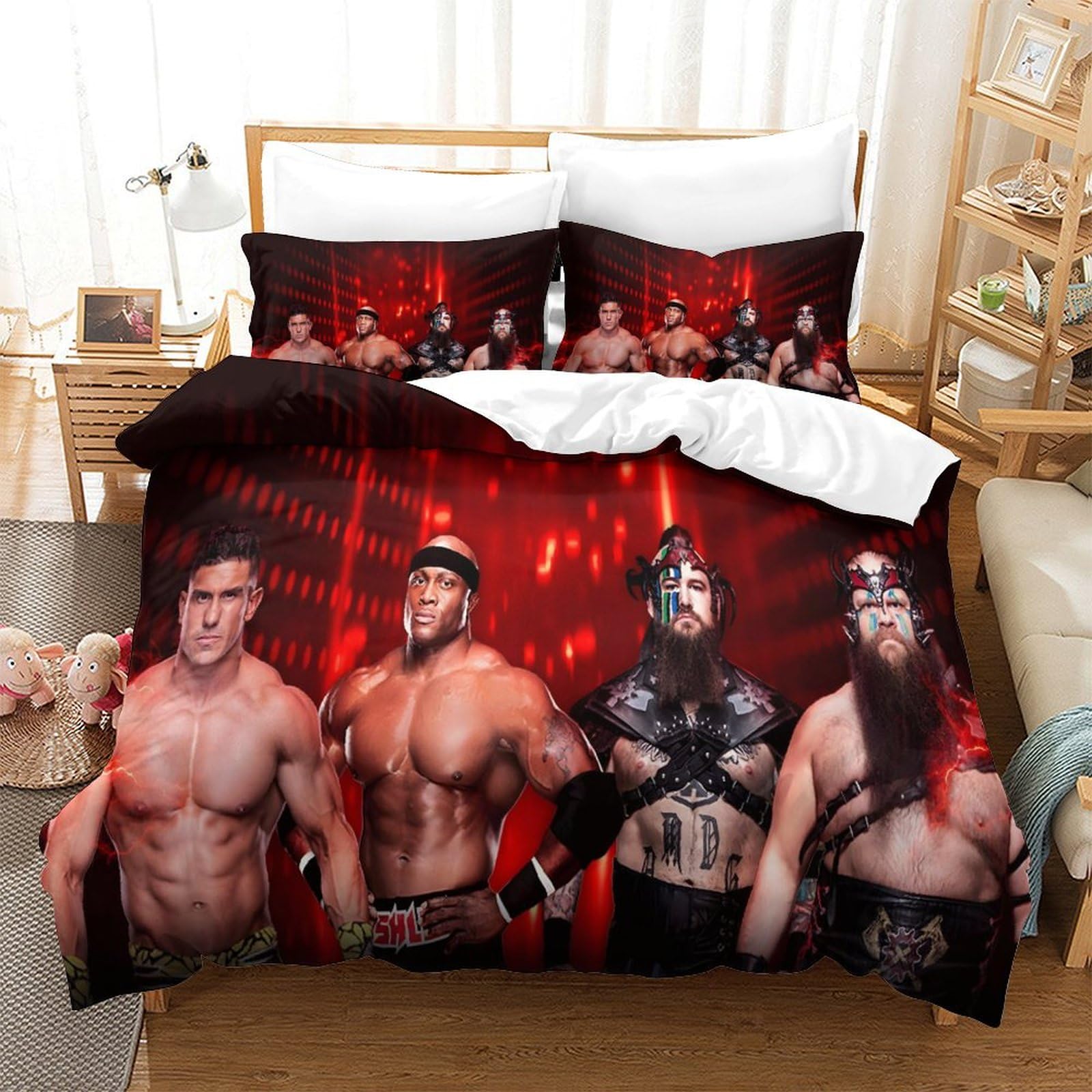 HONGBING Wrestling Duvet Cover for Teens And Adults Quilt Cover 3D Print Sports Comforter Covers Soft Microfiber with Zipper Closure with Pillow Cases Bedding Set 3 Pieces Single（140x200cm）