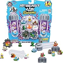 MrBeast Lab Swarms Series 3, Hyper Fusion Series, 14 Pack Collectible Micro Beasts, 14 Collectible Stickers & 4 Fusion Caps to Build Out Your Own MrBeast Lab - Biting Hot Sauce