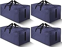 Vista 27 de Paquete de 4 bolsas de mudanza grandes y fuertes con cremalleras y asas de transporte, resistente al agua, bolsa de almacenamiento resistente