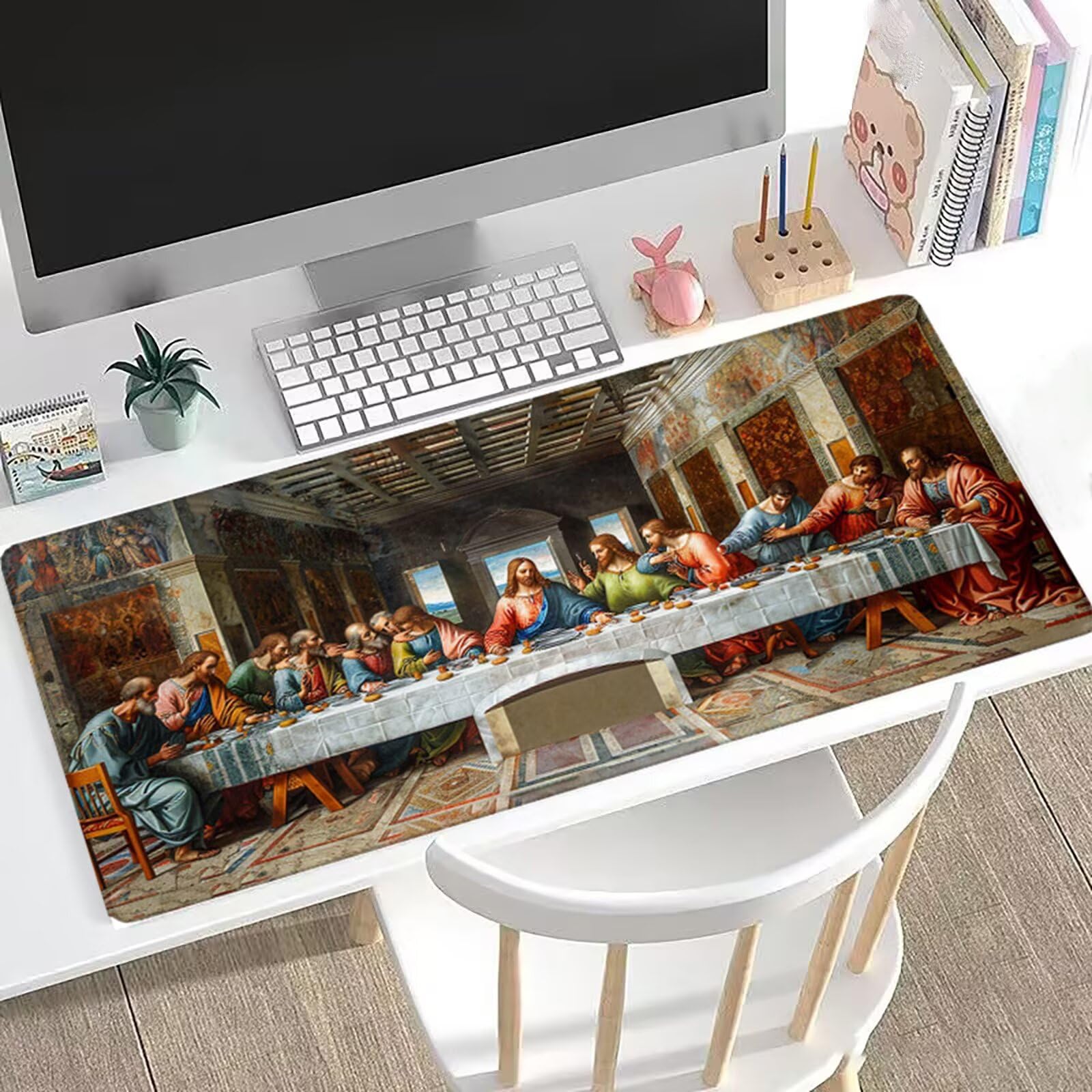 Das Lletzte Abendmahl Gamingowa podkładka pod mysz XXL, 1200 x 600 mm, podkładka na biurko, duży mężczyzna, antypoślizgowa konstrukcja, poprawia kontrolę, podkładka do pisania do domowego biura