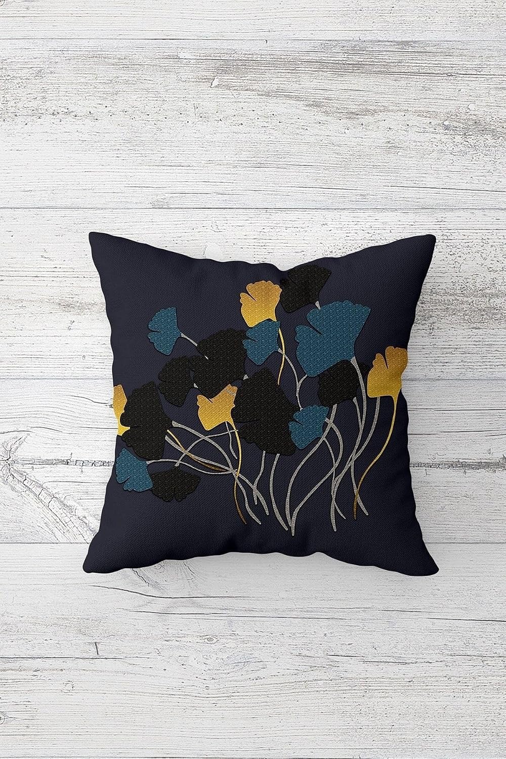 Pelangi Ginko Biloba Yaprağı Desen Çift Tarafı Baskılı Gizli Fermuarlı Kırlent Koltuk Yastık Kılıfı, füme 45 x 45