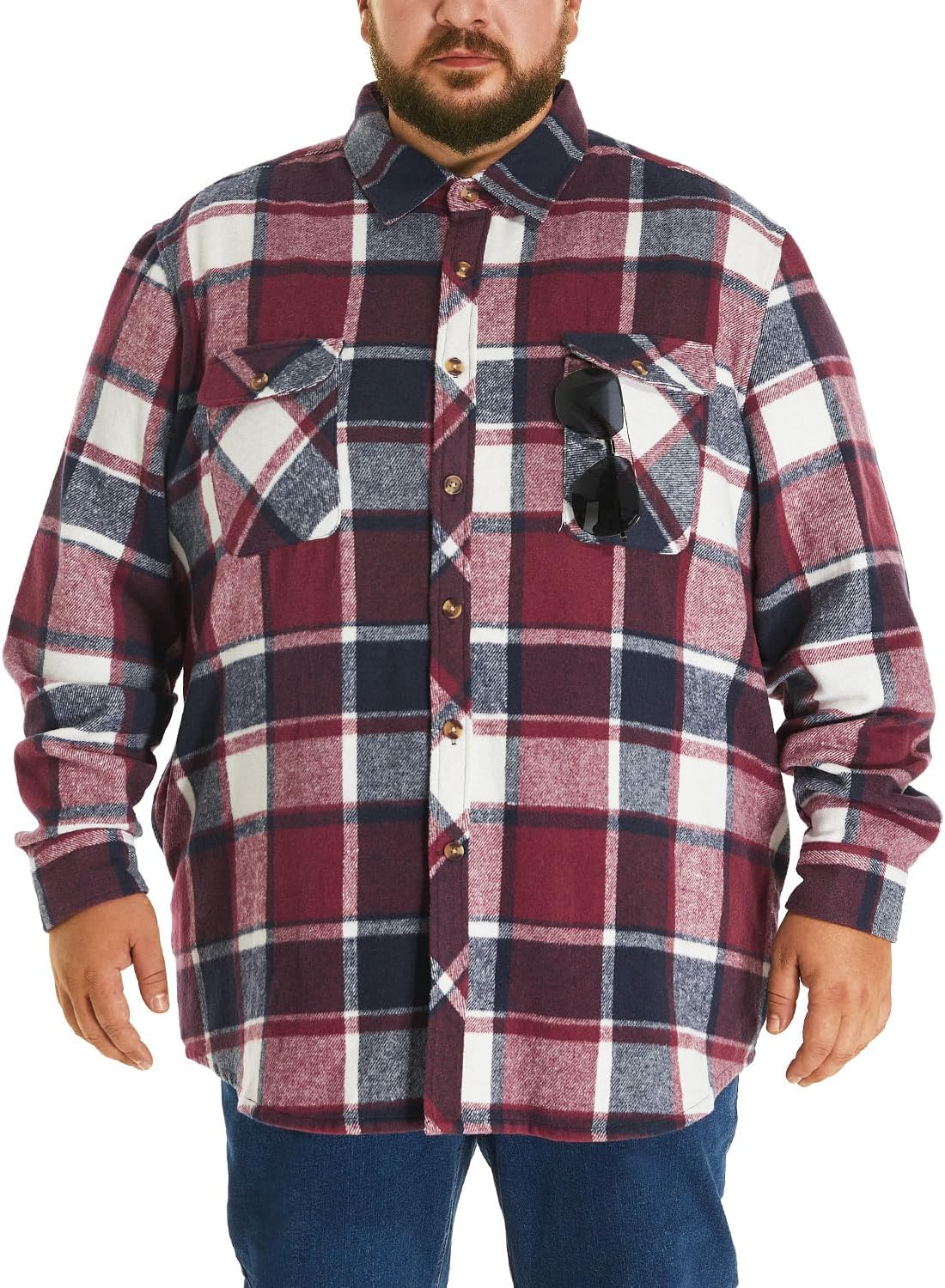 HOdo Big and Tall Mens Heavyweight Flannel Shirt 2XL- 6XL Button Down Shirt - Image 7