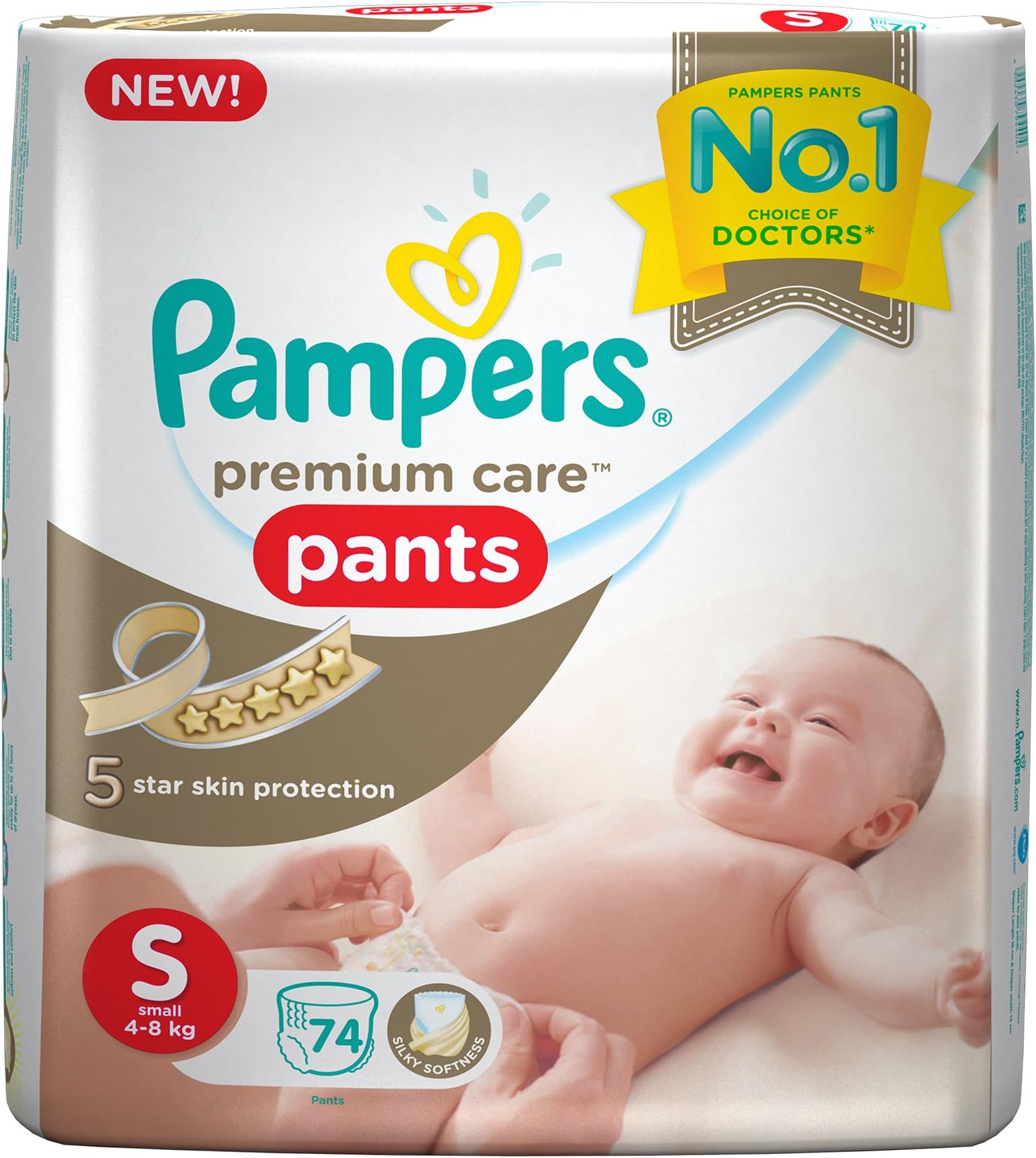 Pampers Premium Care Diapers Pants, Small, 74 Count