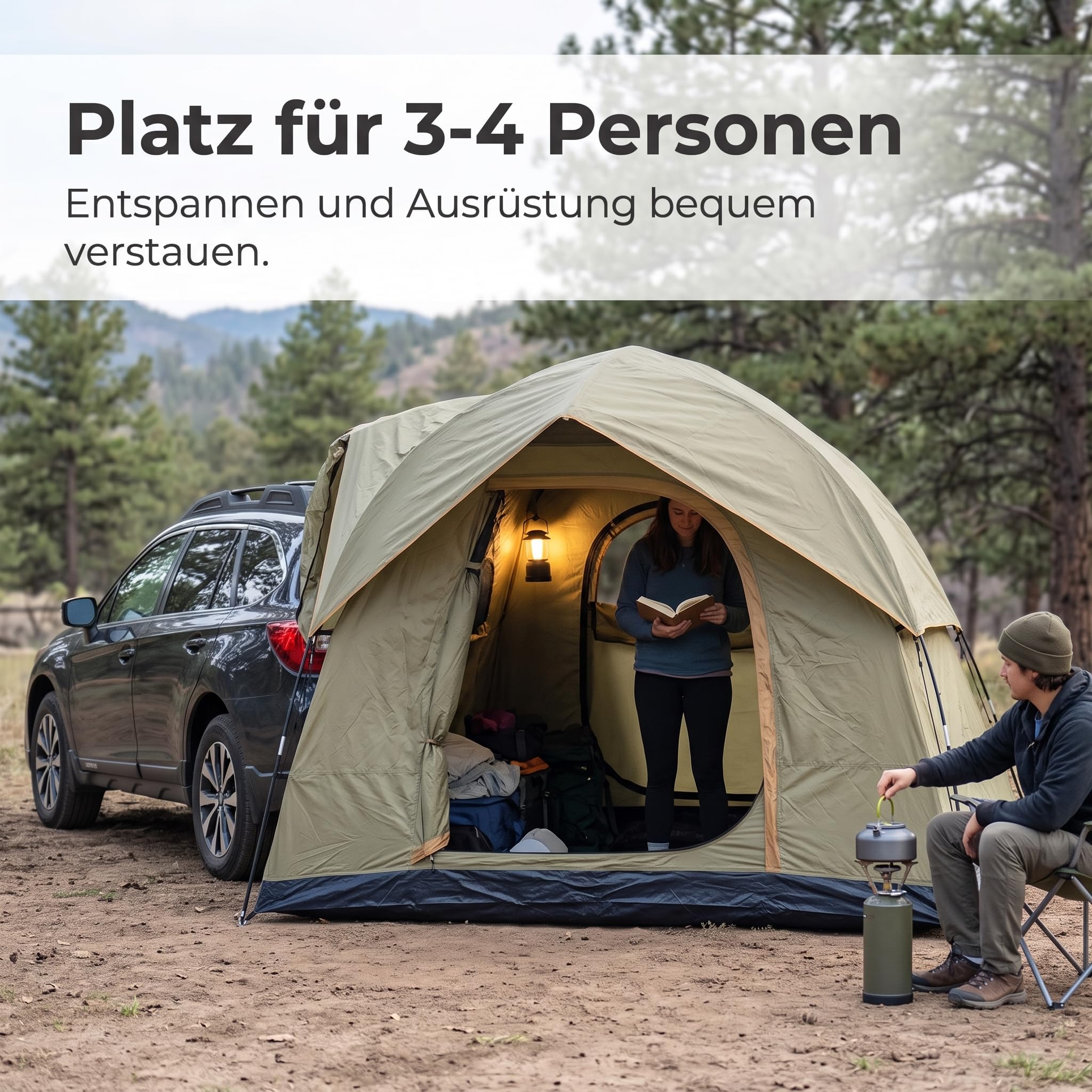 Tente Camping Voiture Portable SUV | Tissu oxford - toutes saisons - pour 3-4 personnes - fibre verre - étanche 2000-3000mm - pour les - pour les familles