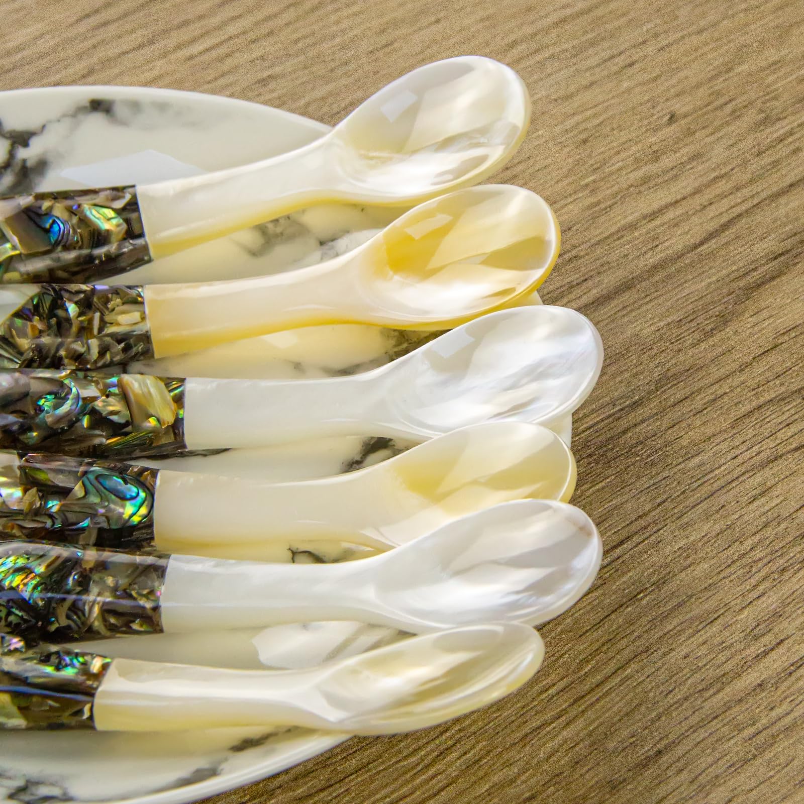 Set Di 6 Cucchiai Da Caviale In Madreperla - 10,2 Cm, Per Servire Uova E Dessert - Foto 5