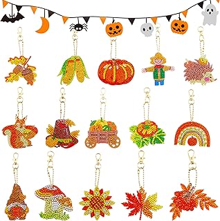 Nexum 15 5D Double-Sided Diamond Painting Autumn Hanging Decoration Gnomes Diamond Paiting DIY Kit Fall Decor can be Hung on Gift Boxes, Halloween，Christmas Trees, Greeting Cards (12)