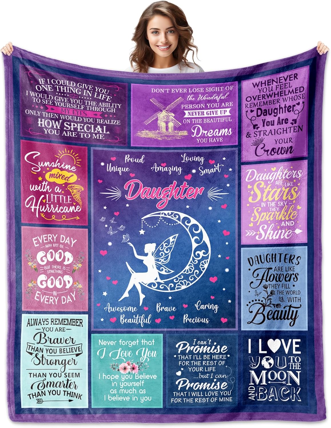 Daughter Gift from Mom, Daughter Gifts Blanket 60"x50", Birthday Gifts for Daughter Adult from Mother, Grown Daughter Gifts Ideas for Mother's Day Graduation Christmas, to My Daughter Throw Blanket