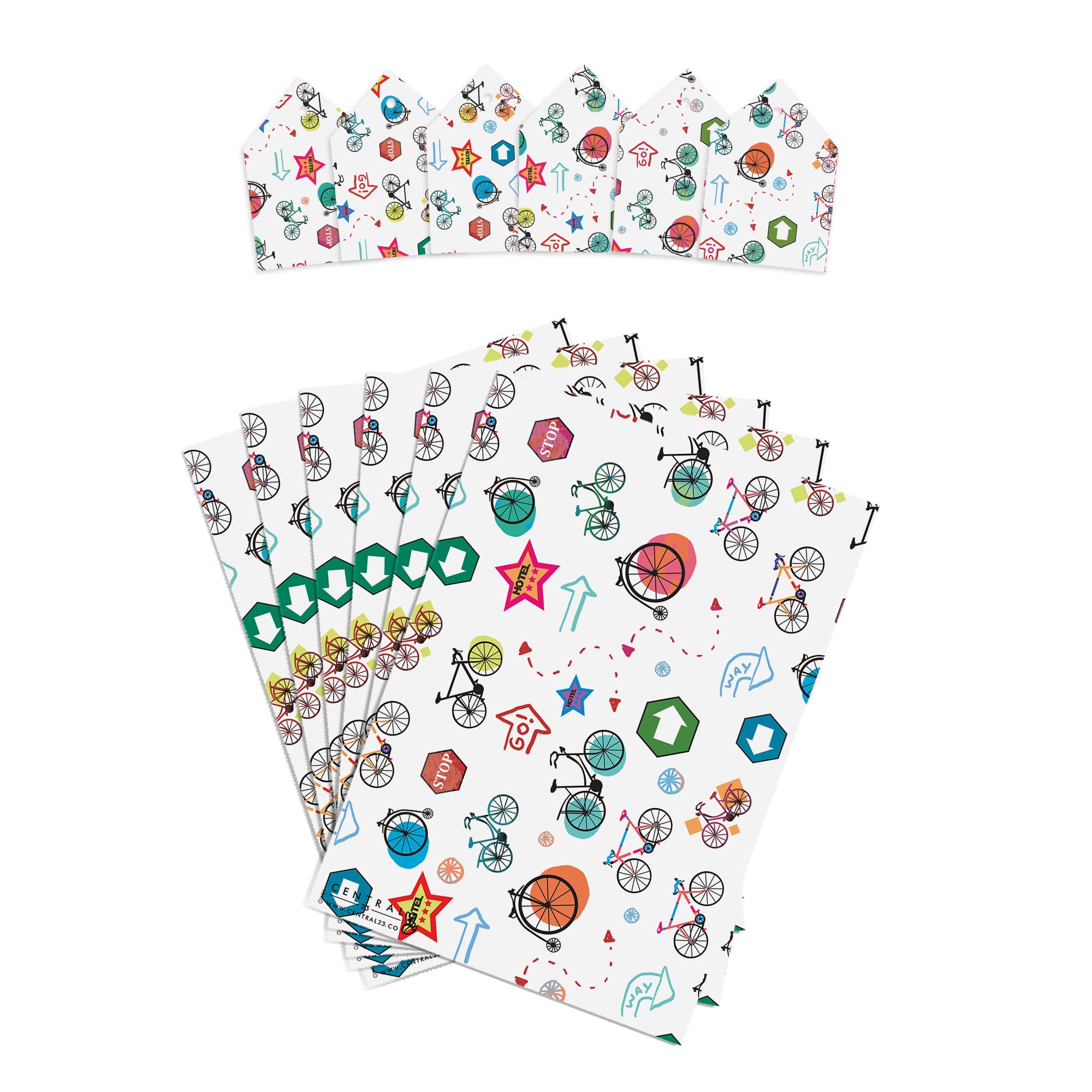 Papier Cadeau Motif Vélo - Lot De 6 Feuilles 50x70 Cm, Recyclable, Avec Autocollants, Pour Anniversaire, Noël, Cadeaux Homme/Femme