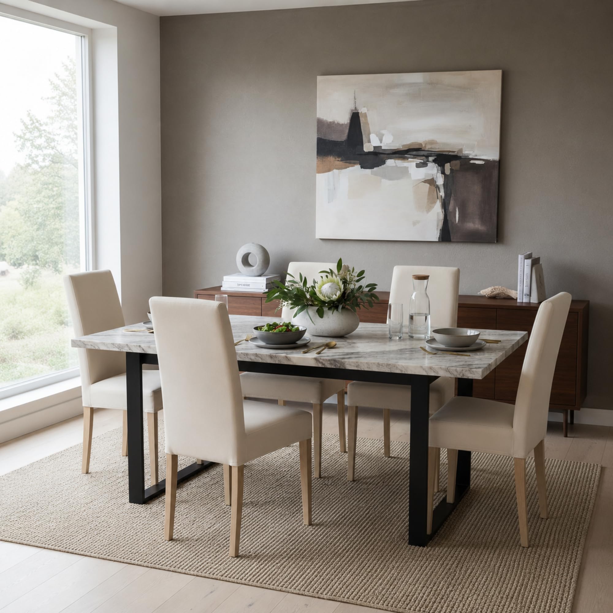 VKZ Coprisedia Impermeabile Elasticizzato per Sedia con Schienale Alto, Rivestimento Protettivo Antimacchia in Poliestere, Antiscivolo e Lavabile, per Sala da Pranzo-Beige Set da 4 pezzi