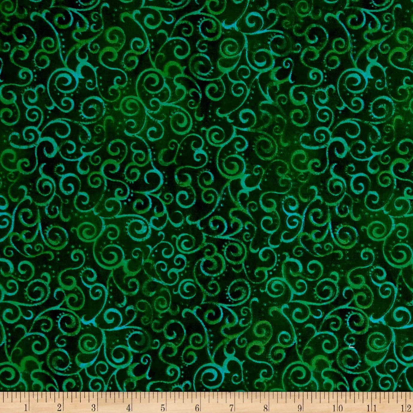 QT Fabrics 108" Wide Quilt Back Ombre Scroll Kelly, Fabric by the Yard