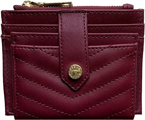 Steve Madden Cartera acolchada suave para tarjetas, Sangre de toro, Cartera plegable