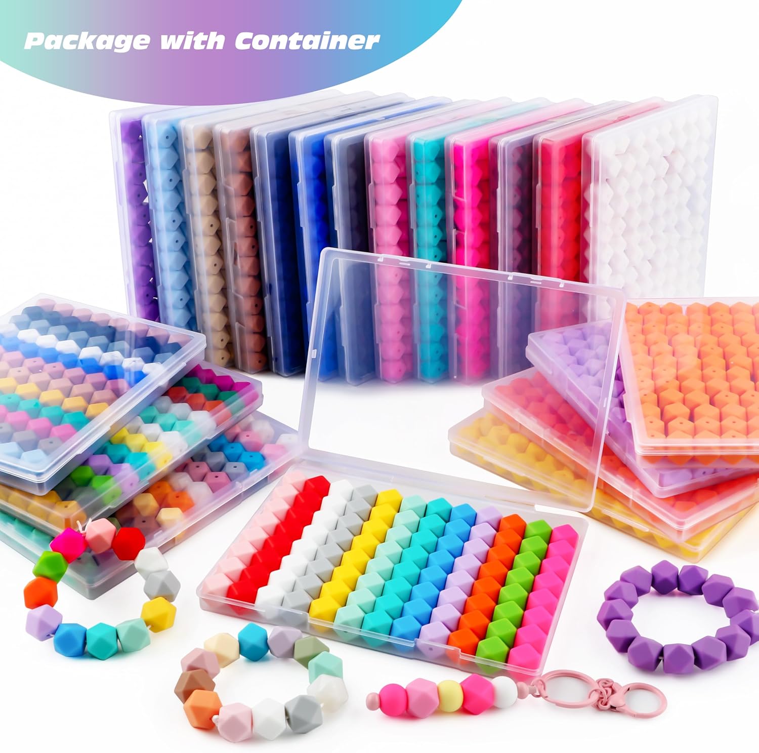 96Pcs 14mm Hexagon Silicone Beads, Bulk Silicone Beads for Keychain Bracelet Necklace Making DIY Crafts(Multicolor Soft) - Image 7