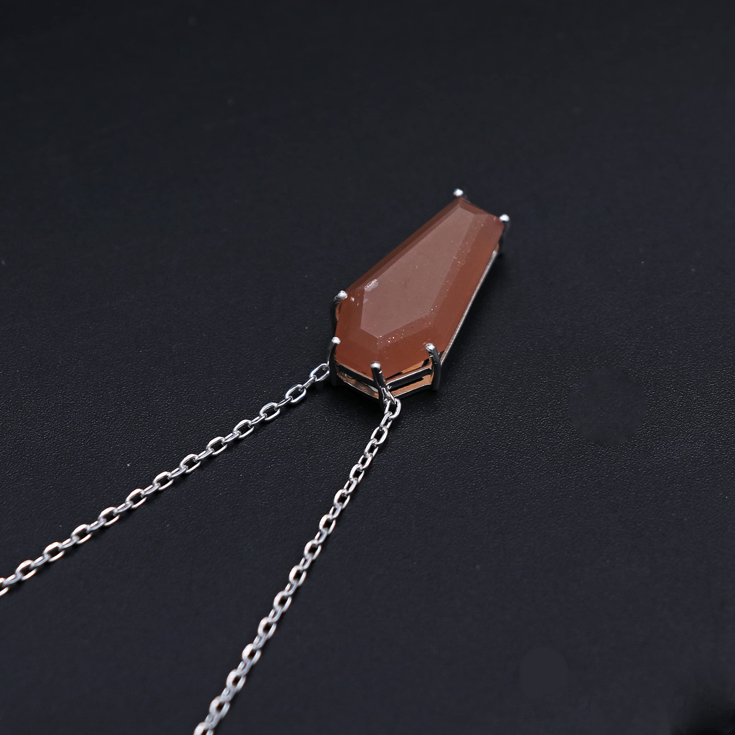 925 Sterling Silver Pendant Necklace, Natural Gemstone Birthstone, Gift For Women, Genuine Rough Gemstone Pendant, Gift For Her, Silver Jewelry 18 Inch Chain: Peach Moonstone