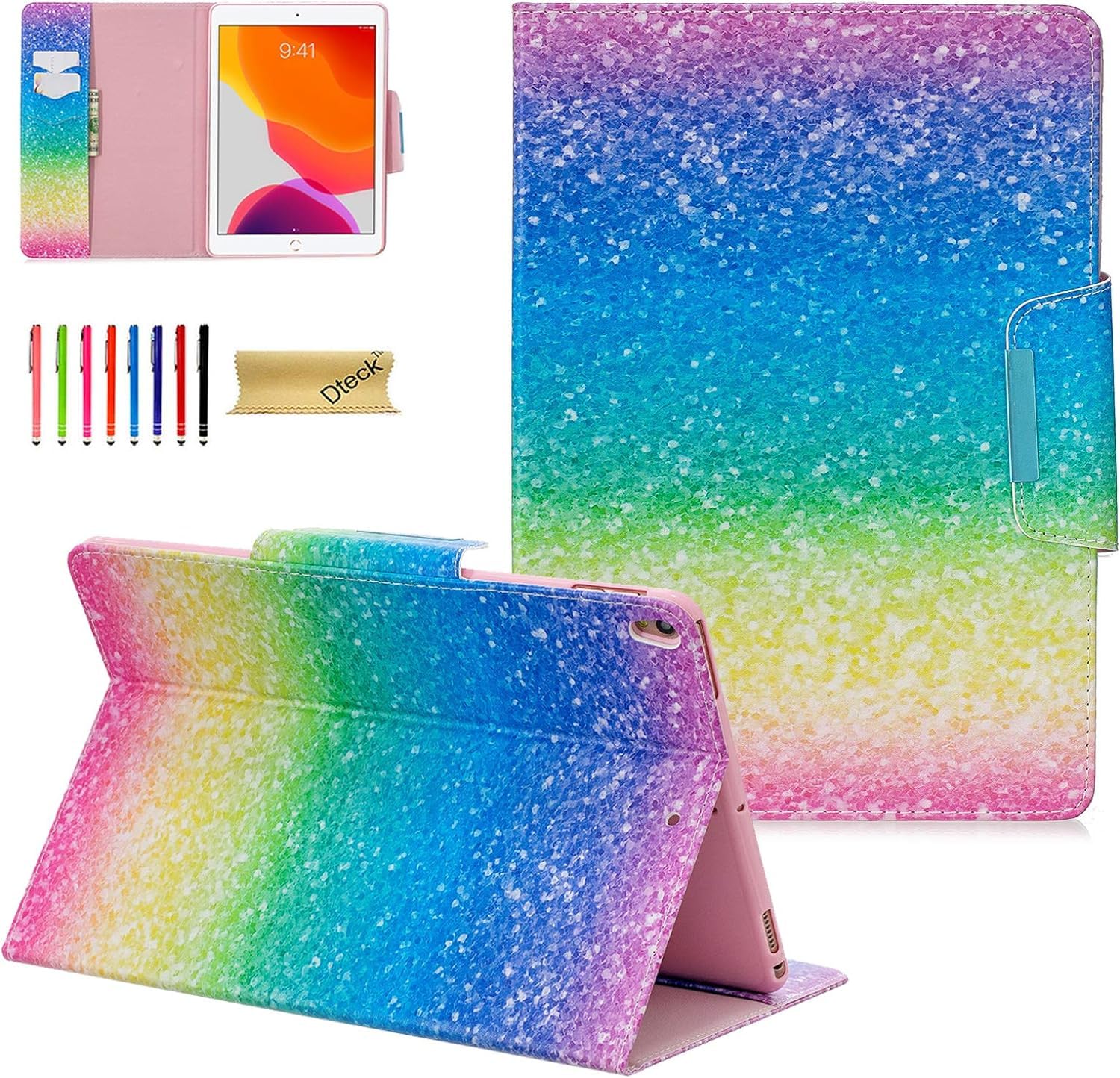 Case for iPad 10.2" 2021 2020 2019, Dteck Slim PU Leather Multi-Angle Folio Stand Smart Cover with Auto Wake/Sleep & Pencil Holder Case for iPad 7th