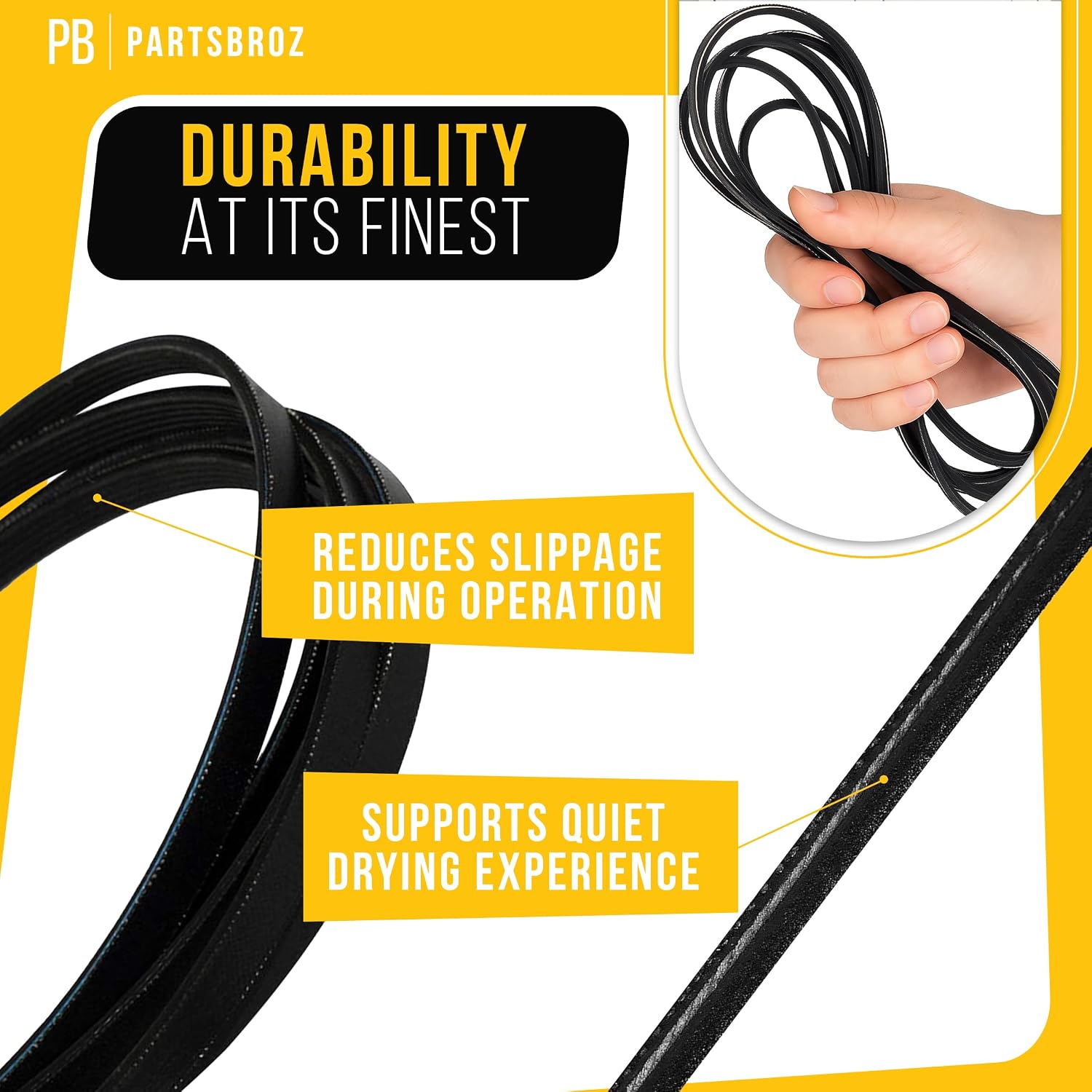PartsBroz WE12M29 WE03X29897 Dryer Belt Drive fits for GE Dryer Belt Replacement, Whirlpool, Hotpoint, Kenmore Parts WE12M22 PS16542496 WE12M33 for GTD33EASK0WW GTD42EASJ2WW GTD42GASJ2WW GTD45EASJ2WS