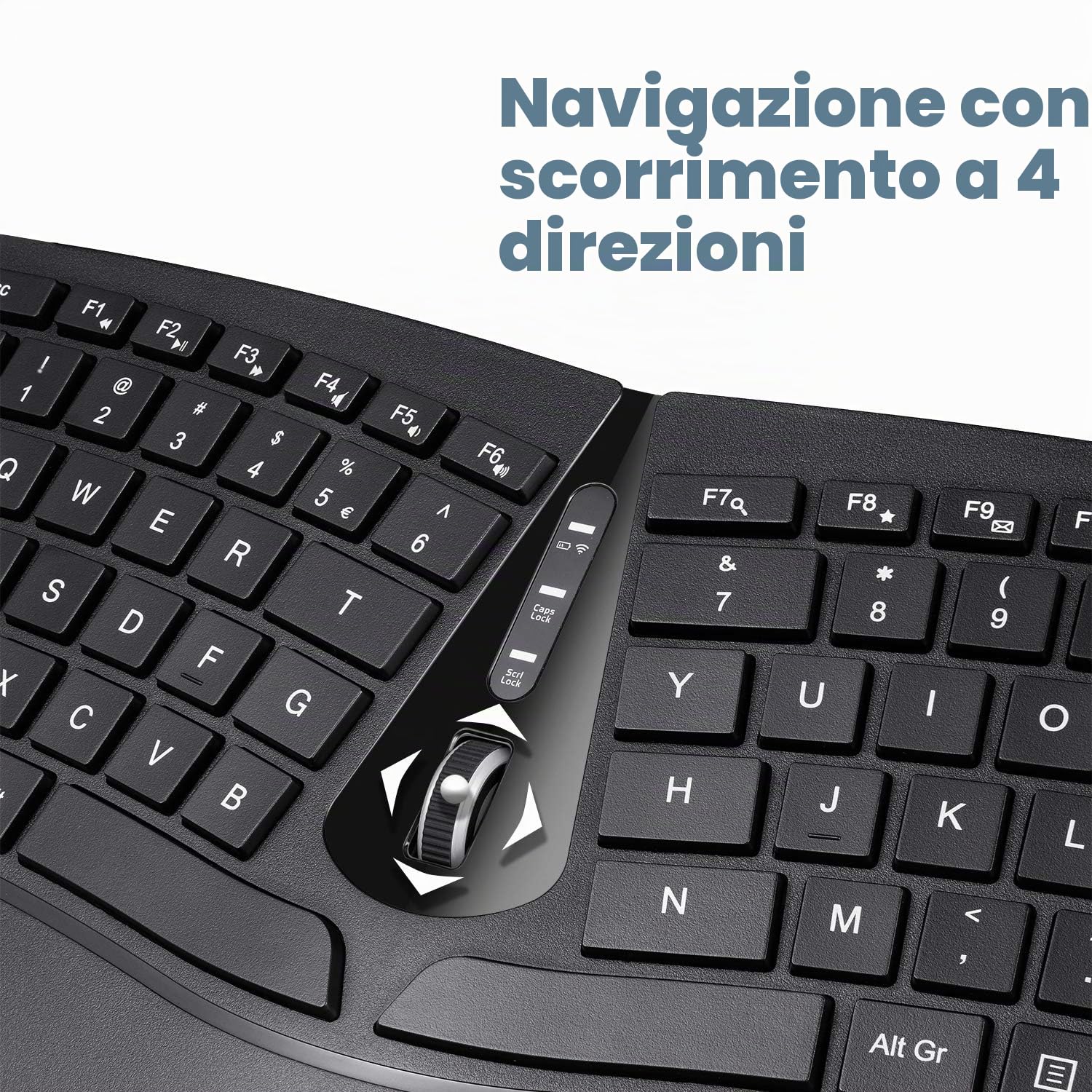 Perixx PERIDUO-606 - Mini tastiera ergonomica senza fili con mouse verticale portatile, supporto regolabile per il resto del palmo, membrana, tasti a basso profilo, inglese americano
