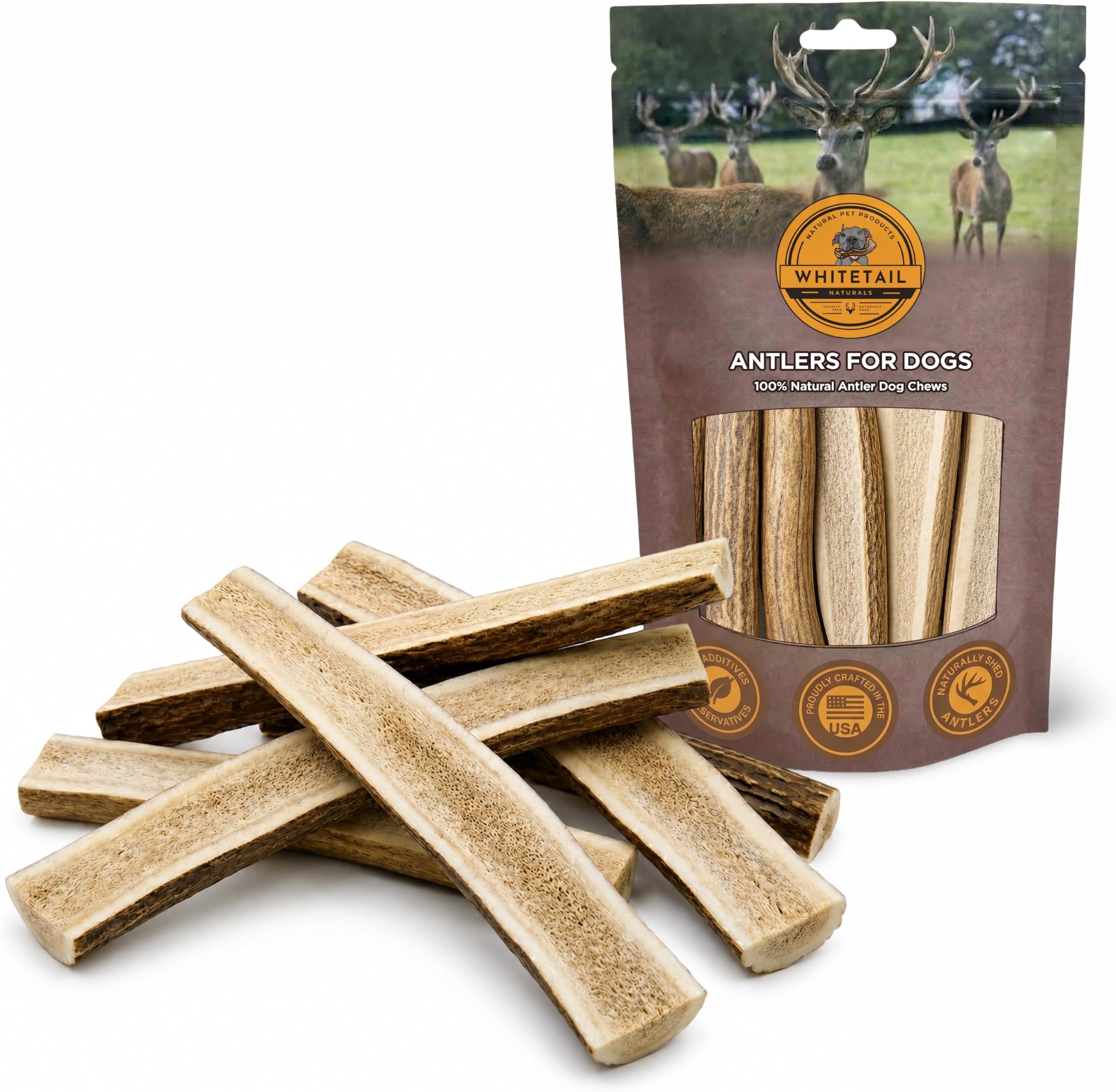 Split Elk & Deer Antlers for Dogs 1 lb Bulk Pack, 4-5 Ct | For Medium & Large Aggressive Chewers - Marrow Rich - Naturally Shed - Wild Sourced - Grade A - Long Lasting - Crafted in USA