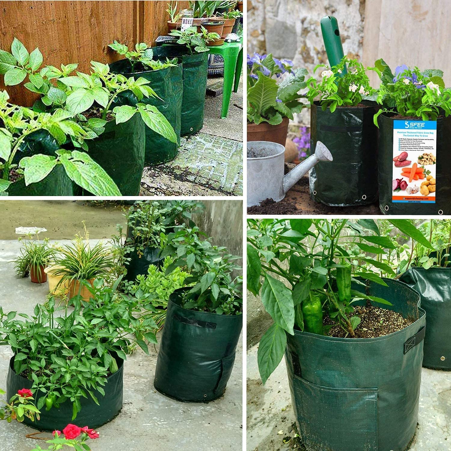 Bolsas de cultivo de patatas, macetas de cultivo de 7 galones para tomates y verduras, bolsas de bandeja de plantación con asas, bolsas duraderas para macetas de jardín