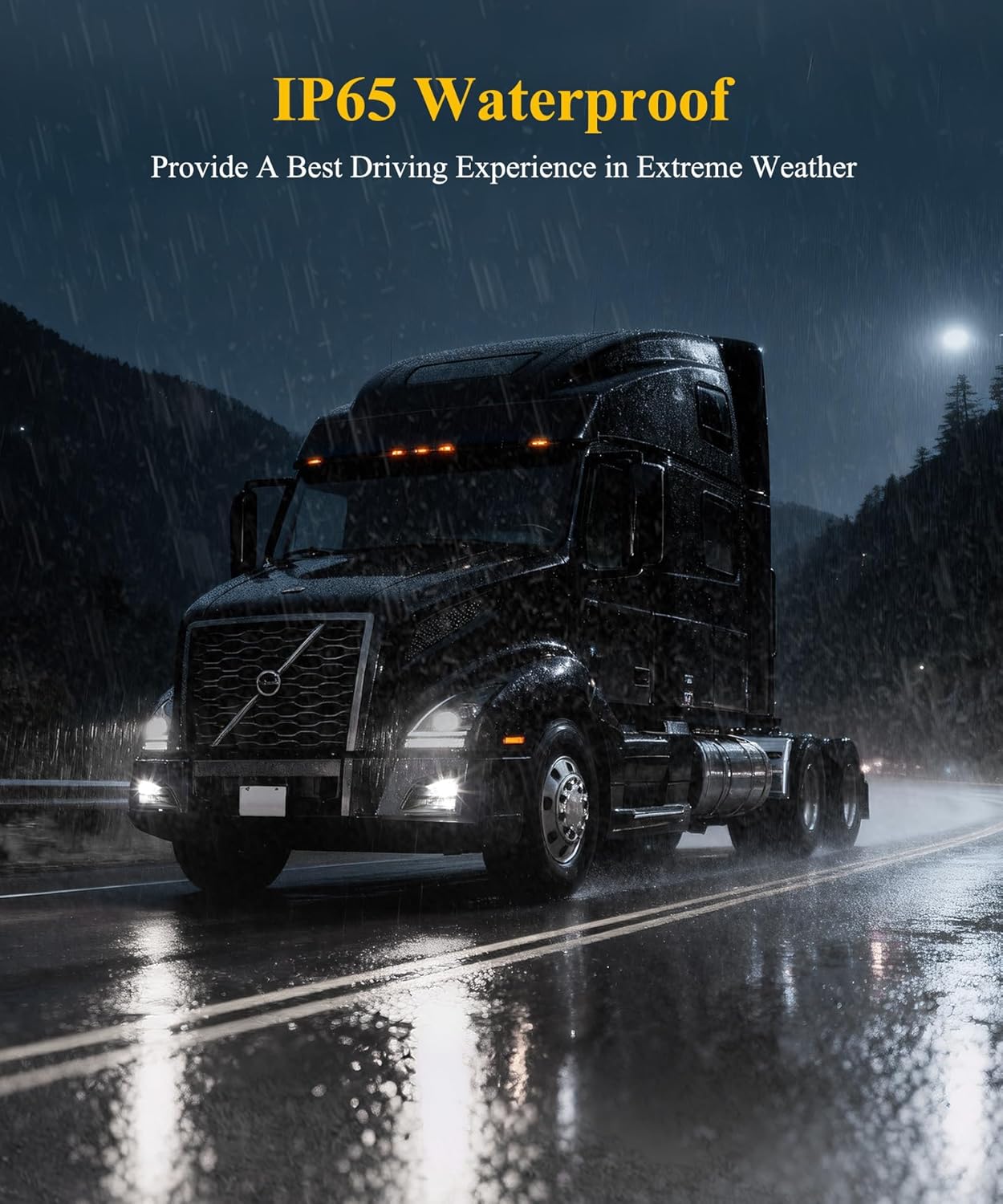 Partsam Pair LED Fog Light Lamp Compatible with 2018-2024 VNL Trucks, DOT Approved High/Low Beam Clear Lens Black Housing/w Plug