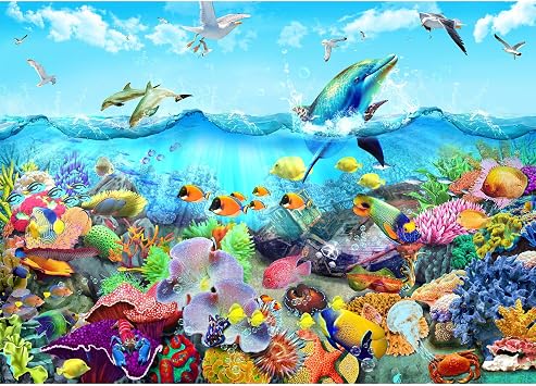 Jigsaw Puzzles for Adults 1000 Pieces, Undersea World with Poster Interlock Perfectly Letter on Back No Dust, Home Decor Toy for Men Women Elders Seniors 27.5"x19.6"