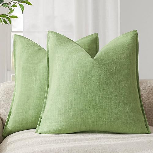 Miniatura 11 de Foindtower - Paquete de 2 fundas de cojín decorativas de lino unicolor, funda de cojín de acento suave, estilo bohemio, rústico y neutral