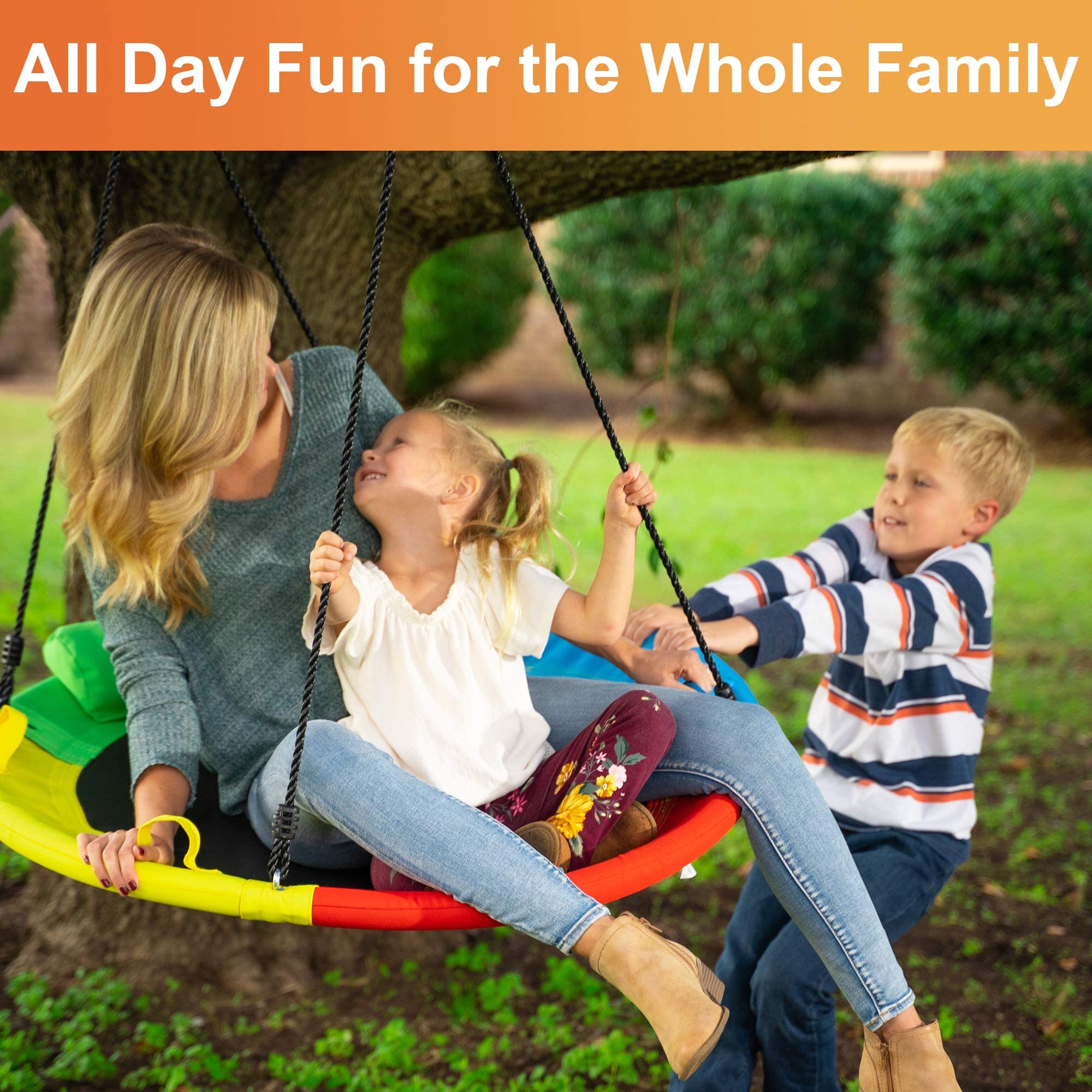 Large Round Tree Swing for Kids Outdoor 40" Saucer Swing for Swingset