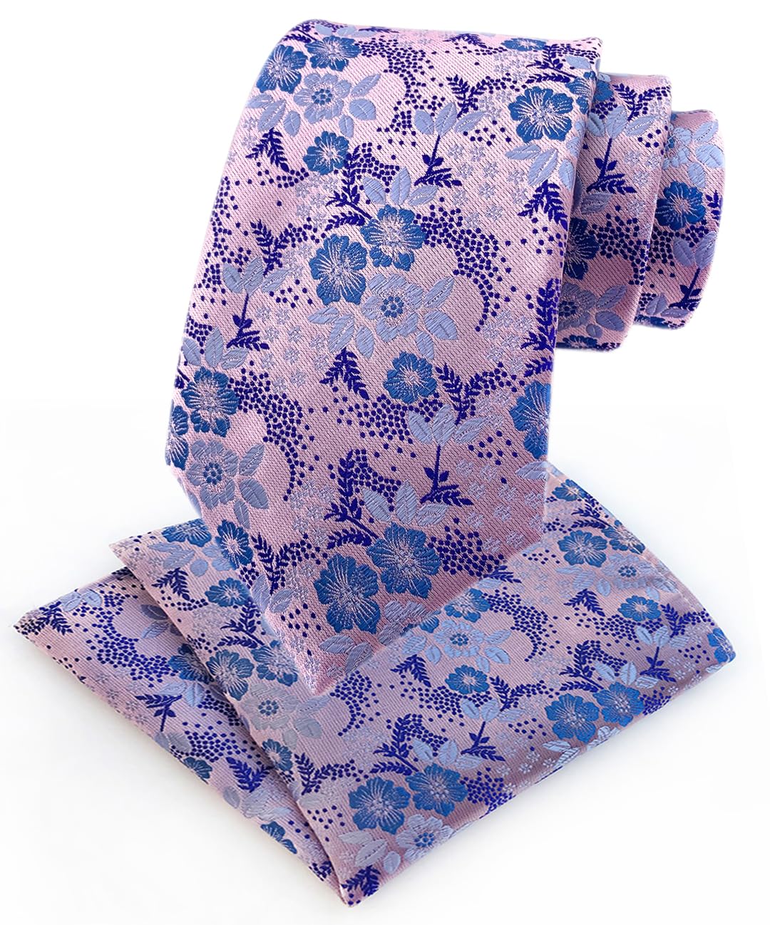 Conjunto de corbata para hombre con diseño floral de lujo, corbata de boda con bolsillo cuadrado, Rosa Azul